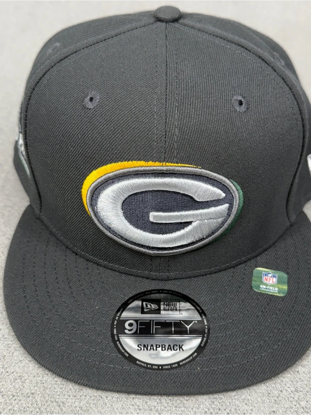 New Era Green Bay Packers Hat 9 Fifty Draft Snapback Gray Side Patch A-Frame Cap